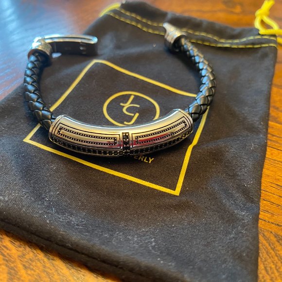 Stylish 925 Sterling Silver Leather Bracelet - Picture 8 of 14